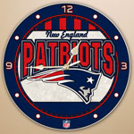 New England Patriots NFL 12" Round Art Glass Wall Clock