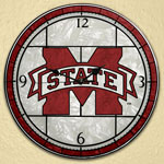 Mississippi State Bulldogs NCAA College 12" Round Art Glass Wall Clock