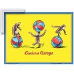 Curious George & Balls - Contemporary mount print with beveled edge