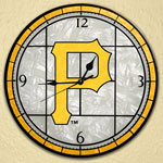 Pittsburgh Pirates MLB 12" Round Art Glass Wall Clock