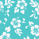 Aqua Hibiscus King Size Flanged Pillow Sham