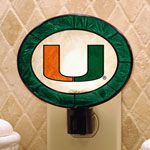 Miami Hurricanes UM NCAA College Art Glass Nightlight