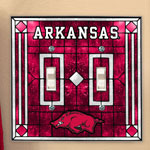 Arkansas Razorbacks NCAA College Art Glass Double Light Switch Plate Cover