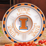 Illinois Illini NCAA College 14" Ceramic Chip and Dip Tray