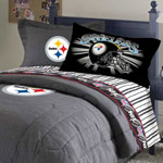 Pittsburgh Steelers Team Black Denim Twin Size Comforter / Sheet Set