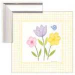 Gingham Flowers IV - Yellow - Framed Print