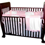 Minky Dots Pink Four Piece Crib Set