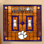 Clemson Tigers NCAA College Art Glass Double Light Switch Plate Cover