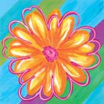 Vivid Daisy Stripe II - Contemporary mount print with beveled edge