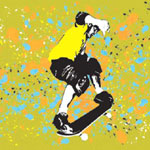 Acidic Skater - Contemporary mount print with beveled edge