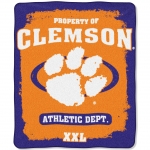 Clemson Tigers College "Property of" 50" x 60" Micro Raschel Throw