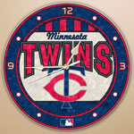 Minnesota Twins MLB 12" Round Art Glass Wall Clock