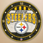 Pittsburgh Steelers NFL 12" Round Art Glass Wall Clock