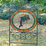 Miami Dolphins NFL Stained Glass Outdoor Yard Sign