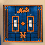 New York Mets MLB Art Glass Double Light Switch Plate Cover