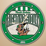 North Dakota Fighting Sioux NCAA College 12" Round Art Glass Wall Clock