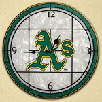 Oakland Athletics MLB 12" Round Art Glass Wall Clock