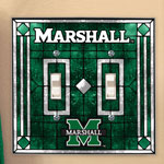 Marshall NCAA College Art Glass Double Light Switch Plate Cover