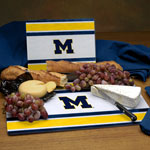 Michigan Wolverines NCAA College Glass Cutting Board Set