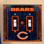 Chicago Bears NFL Art Glass Double Light Switch Plate Cover
