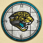 Jacksonville Jaguars NFL 12" Round Art Glass Wall Clock
