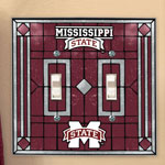 Mississippi State Bulldogs NCAA College Art Glass Double Light Switch Plate Cover