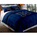 Michigan Wolverines College Twin Chenille Embroidered Comforter Set with 2 Shams 64" x 86"