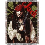 Pirates of Caribean Just Jack 48" x 60" Metallic Tapestry Throw