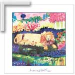 Lion & Blue Tree - Contemporary mount print with beveled edge