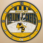 Georgia Tech Yellowjackets NCAA College 12" Round Art Glass Wall Clock
