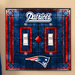 New England Patriots NFL Art Glass Double Light Switch Plate Cover