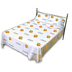 Clemson Tigers Queen Sheet Set - White