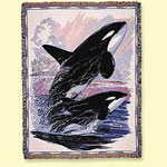 Guy Harvey Two Killer Whales Throw Blanket