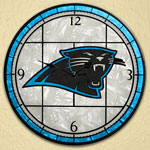 Carolina Panthers NFL 12" Round Art Glass Wall Clock