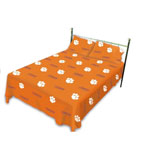 Clemson Tigers Queen Sheet Set - Orange