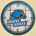 Boise State Broncos NCAA College 12" Round Art Glass Wall Clock