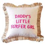Daddy's Little Surfer Girl Throw Pillow
