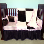 Minky Dot Chocolate Four Piece Crib Set