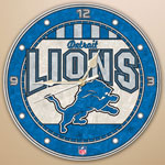 Detroit Lions NFL 12" Round Art Glass Wall Clock