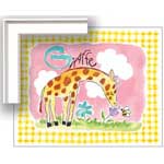 Gingham Giraffe - Contemporary mount print with beveled edge