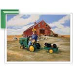 Tractor Ride (John Deere) - Contemporary mount print with beveled edge
