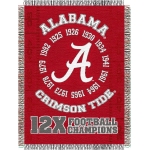 Alabama Crimson Tide NCAA College "Commemorative" 48"x 60" Tapestry Throw