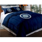 Seattle Mariners MLB Twin Chenille Embroidered Comforter Set with 2 Shams 64" x 86"