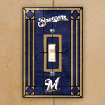 Milwaukee Brewers MLB Art Glass Single Light Switch Plate Cover