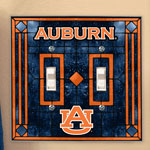 Auburn Tigers NCAA College Art Glass Double Light Switch Plate Cover