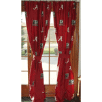 Alabama Crimson Tide 100% Cotton Sateen Short Window Drapes - 63" Red