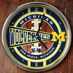 Michigan Wolverines NCAA College 12" Chrome Wall Clock