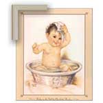 Baby in the Tub - Framed Canvas