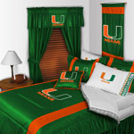 Miami Hurricanes UM Side Lines Comforter / Sheet Set