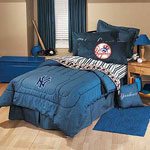 New York Yankees Team Denim Queen Size Comforter / Sheet Set